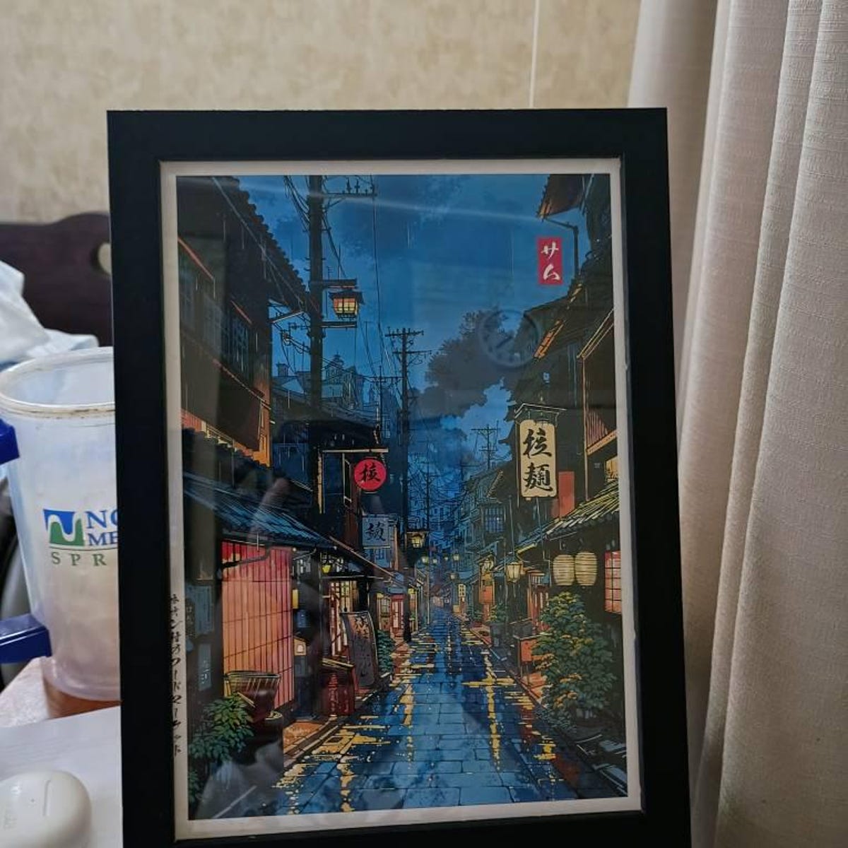 Neon Rain Japanese Alleyway Digital Art