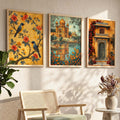 Golden Heritage Triptych Digital Art