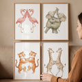 Cute Animal Friends Watercolor Digital Art Set of 4