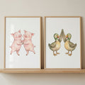 Happy Farm Animals Watercolor Digital Art