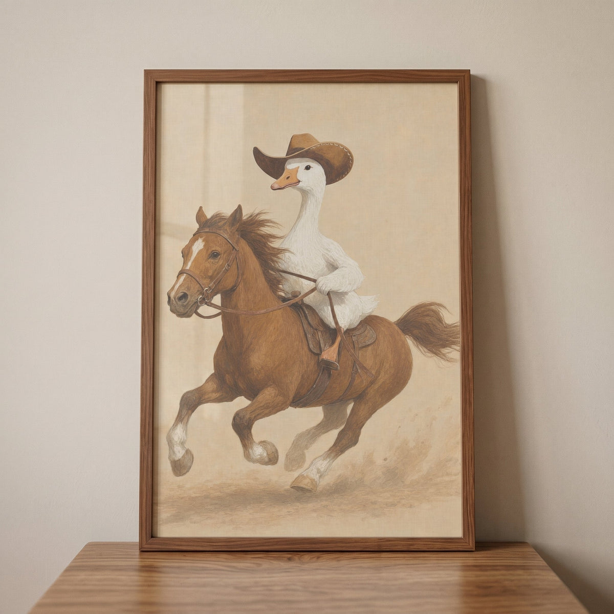 Cowboy Goose Riding a Horse Digital Art