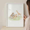 Cute Animal Football Players Watercolor Digital Art