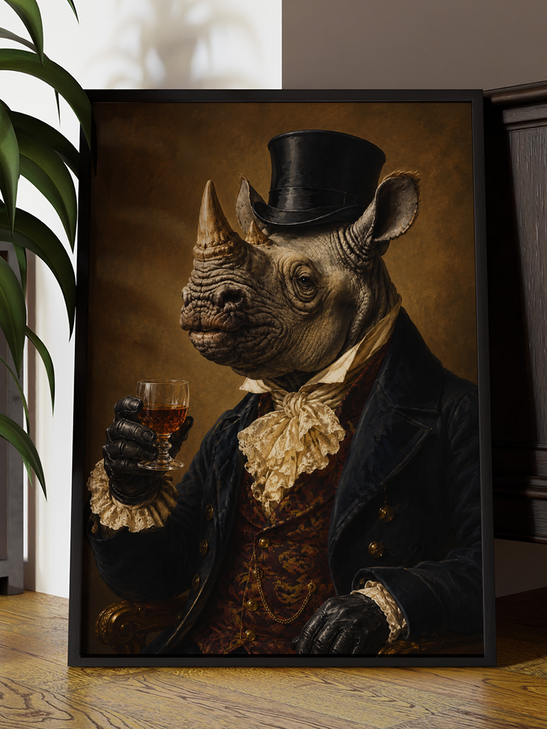 Aristocratic Rhino with Whiskey Digital Art