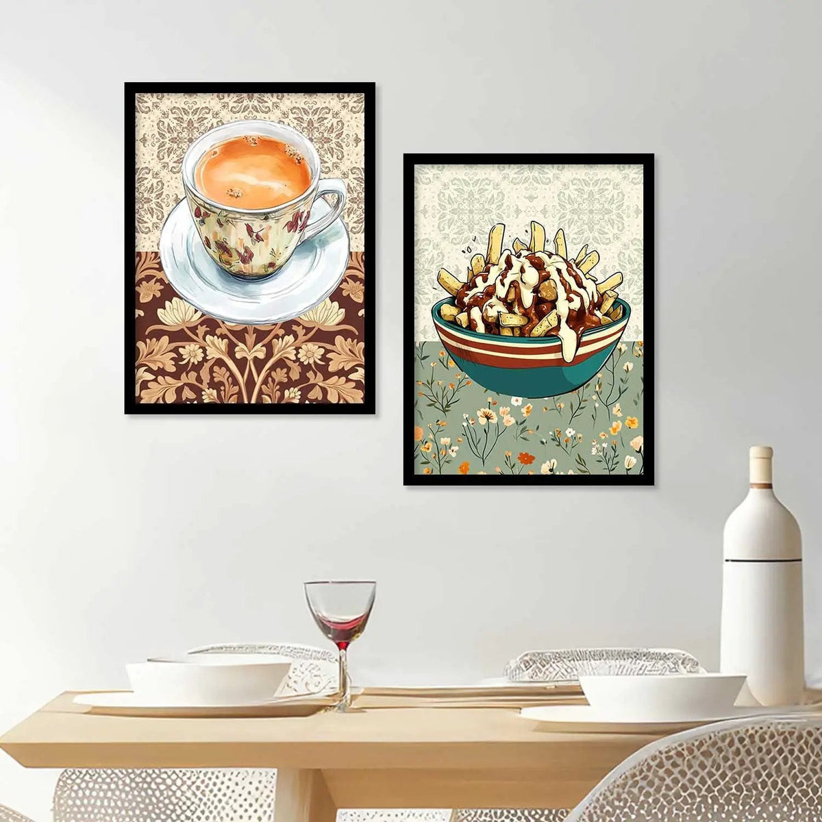 Cozy Café Coffee and Poutine Digital Art Set