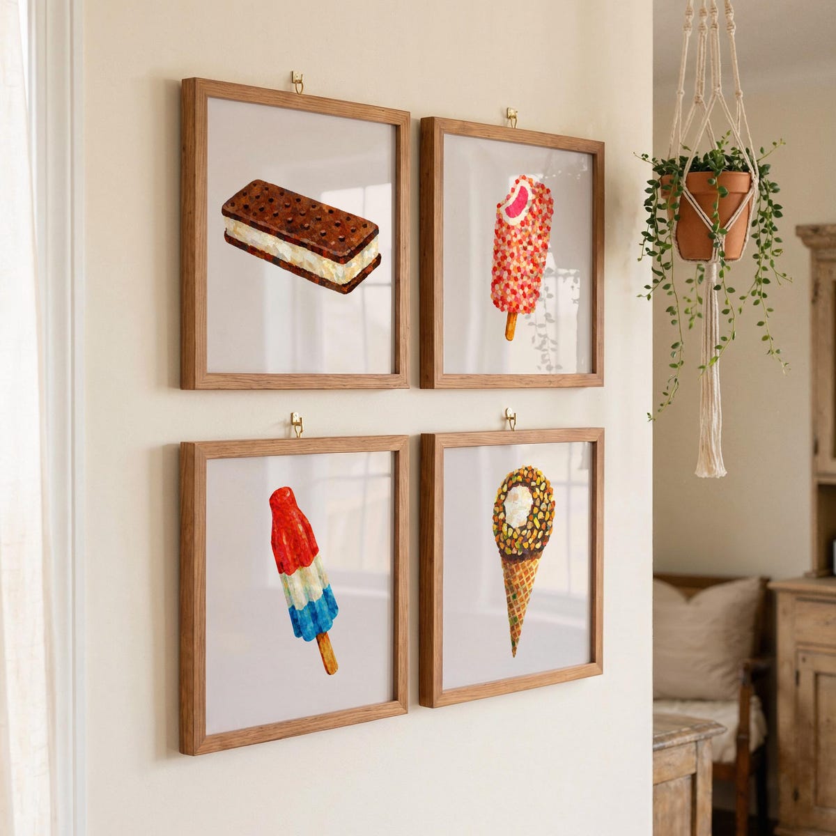 Sweet Summer Treats Digital Art Quad Set