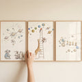 Celestial Animals Nursery Digital Art Triptych