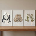 Cute Arctic Animals Watercolor Trio Digital Art Set
