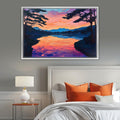 Crimson Twilight Lake Digital Art