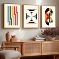 Mid-Century Modern Abstract Shapes Triptych