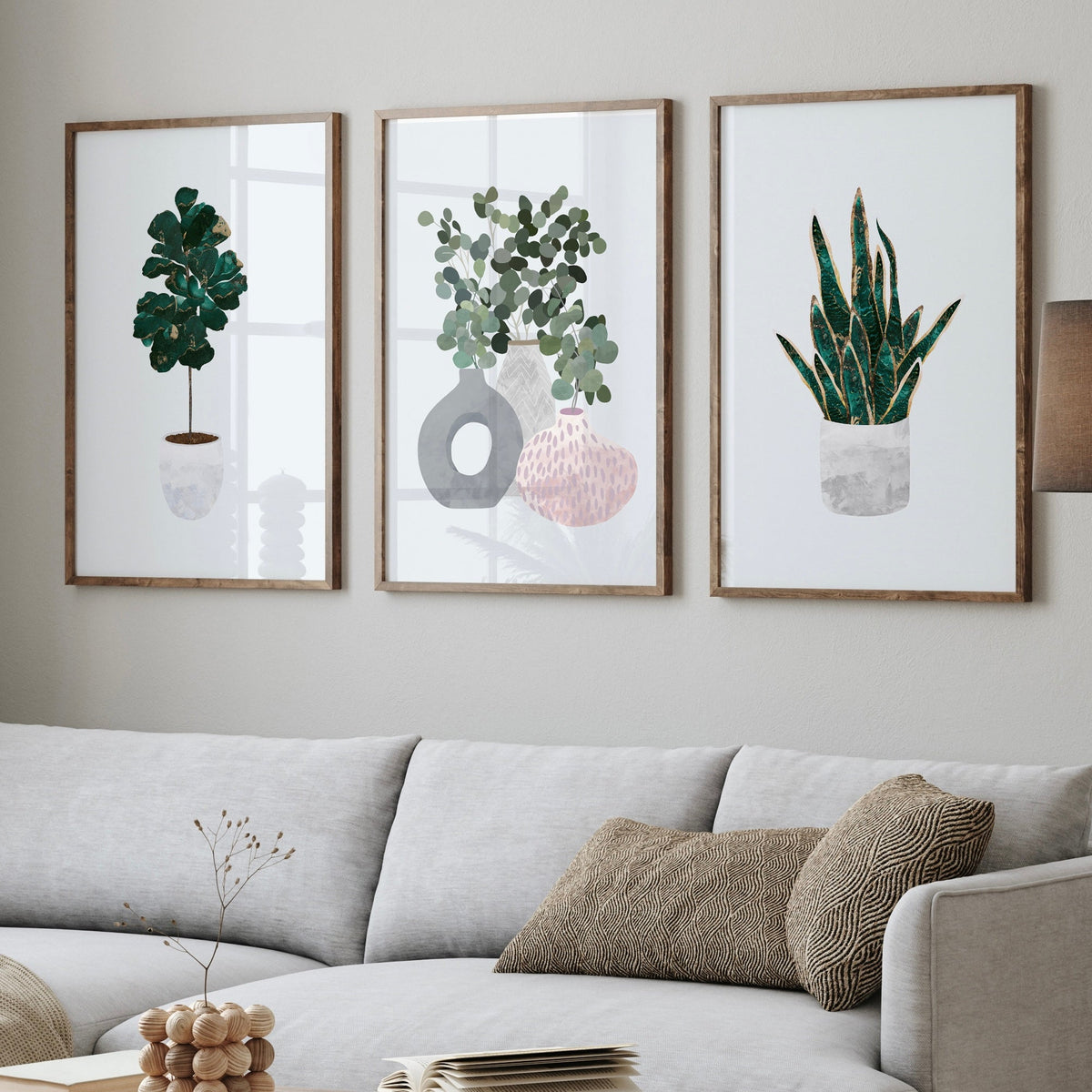 Botanical Vases Triptych Digital Artwork