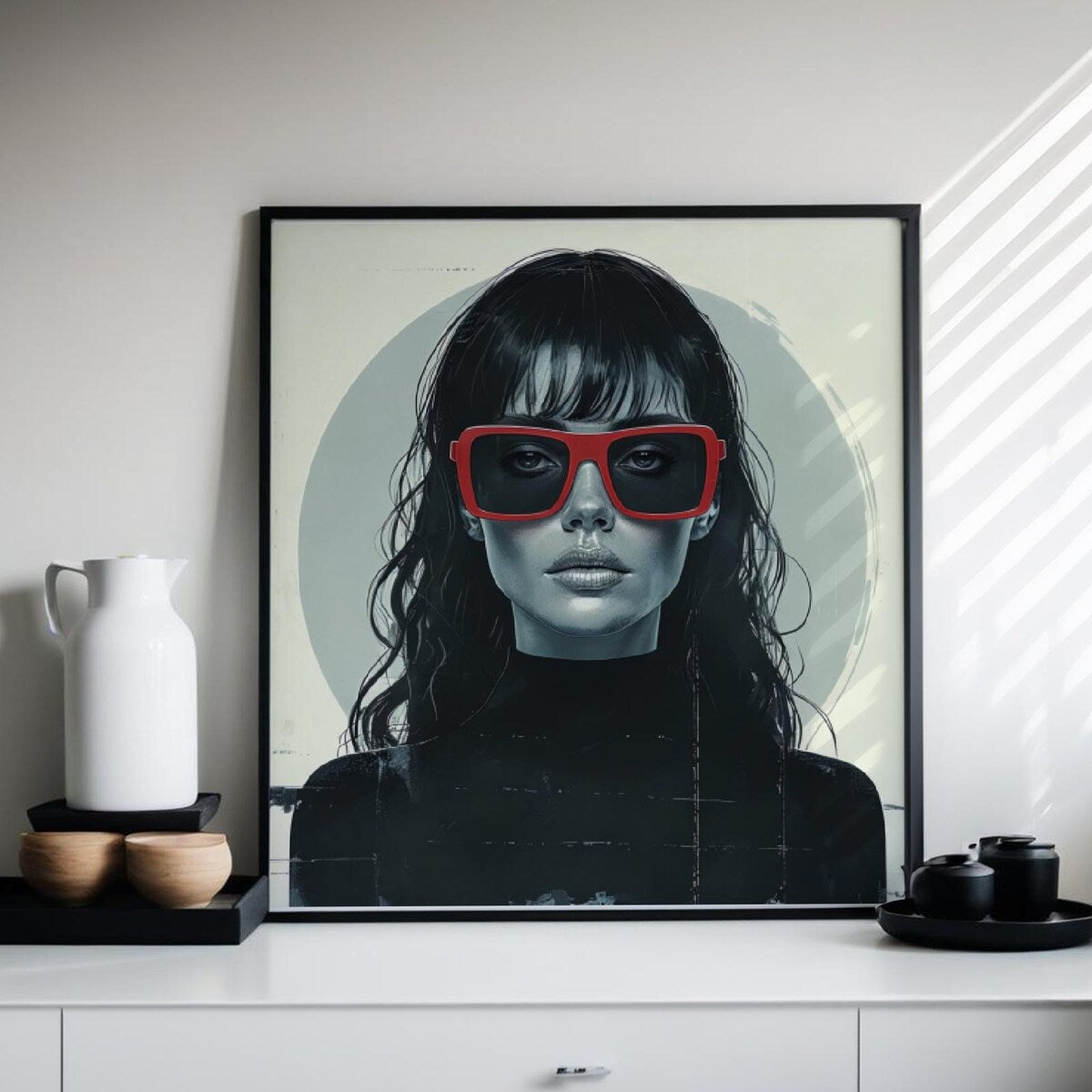 Red Sunglasses Modern Woman Digital Art