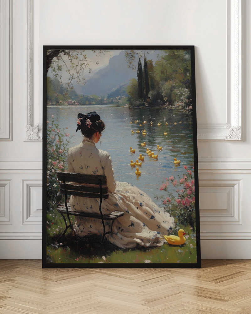 Serene Lakeside Reflection Digital Art