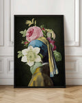 Girl with a Pearl Earring Botanical Portrait Digital Art