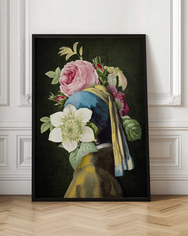 Girl with a Pearl Earring Botanical Portrait Digital Art