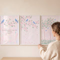 He Will Rejoice Over You Blue Bird Triptych Digital Art