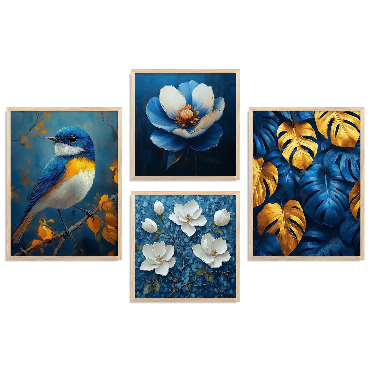 Blue and Gold Botanical Gallery Wall Set