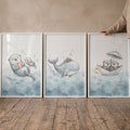 Whimsical Ocean Friends Digital Art Trio