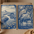 Blue Toned Countryside Horses Digital Art Set