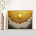 Golden Sun Bursting Through Clouds Digital Artwork