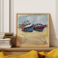 Coastal Harbor Fishing Boats Digital Artwork