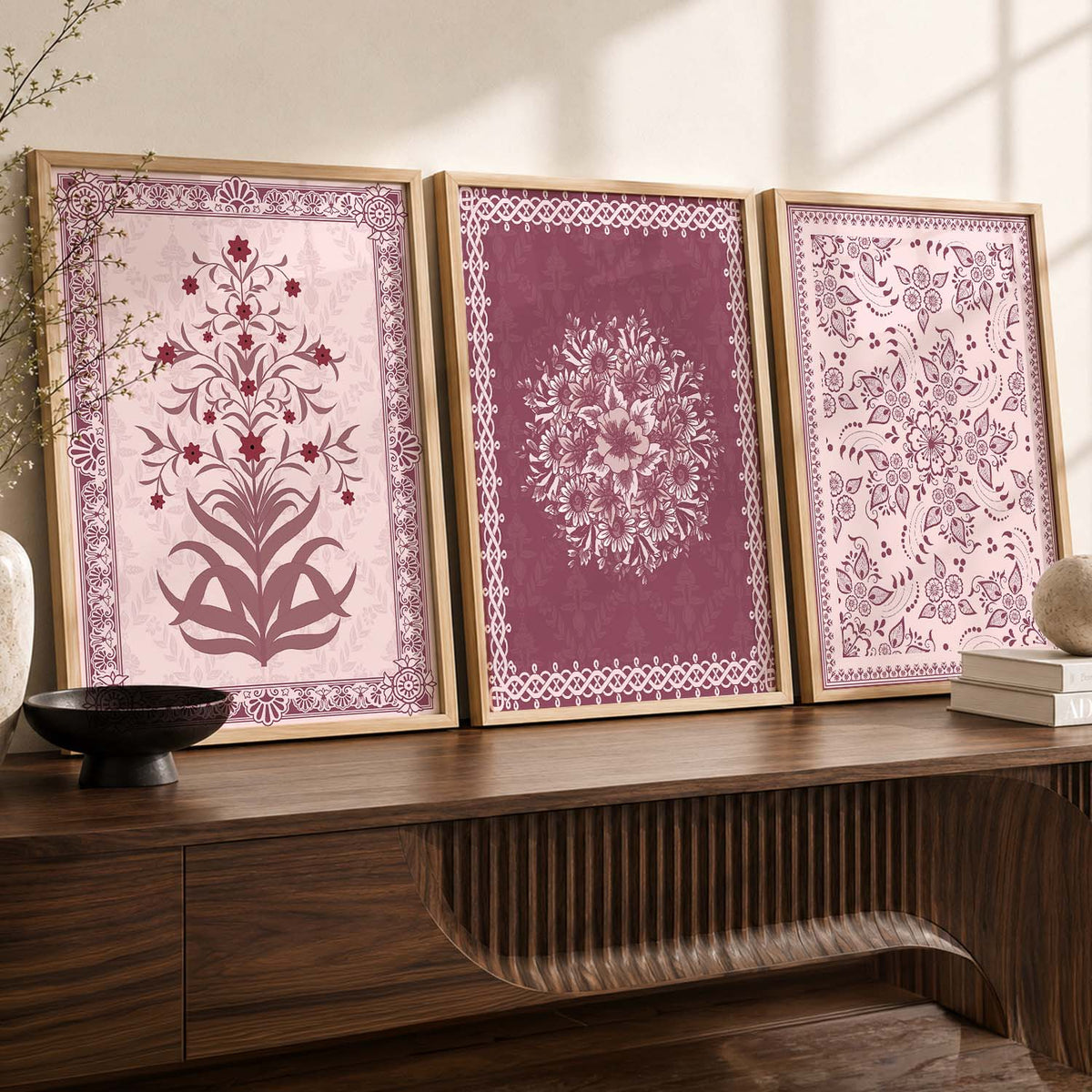 Boho Floral Triptych Instant Download