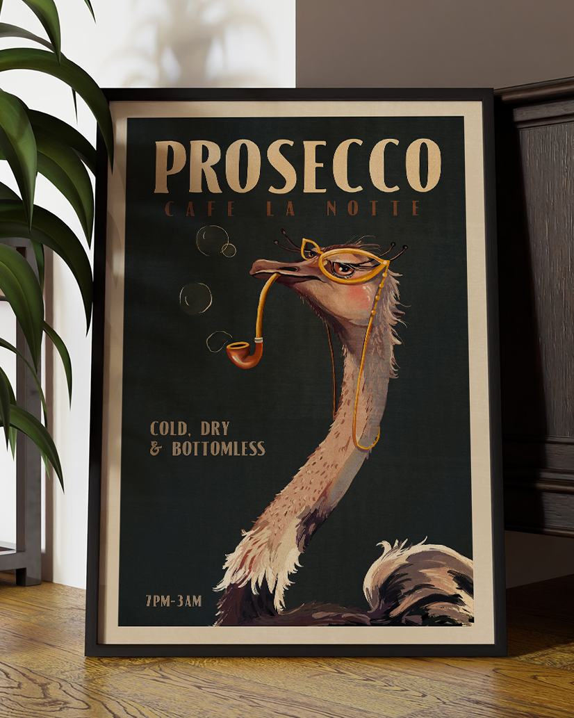 Prosecco Cafe La Notte Ostrich Digital Art