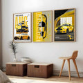 Yellow Supercar Automotive Art Triptych