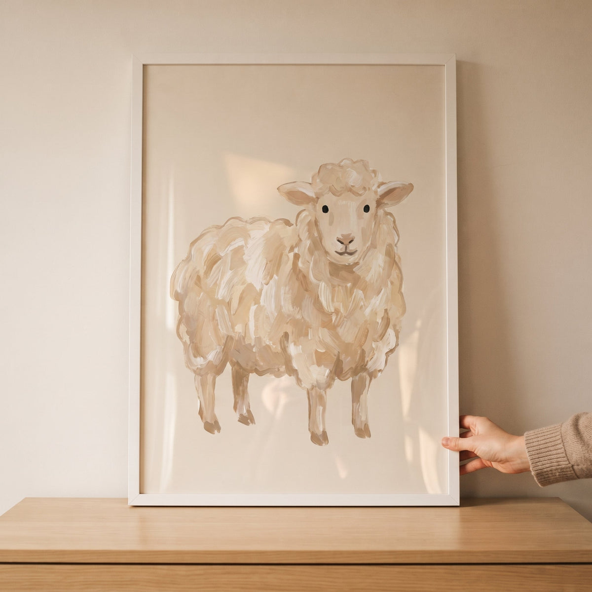 Charming Neutral Sheep Digital Artwork