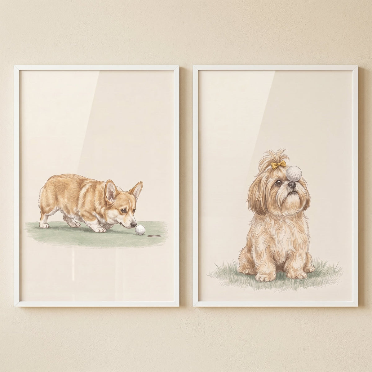 Playful Pups Golfing Digital Art Set