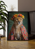 Regal Cheetah with Floral Crown Digital Art