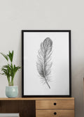 Minimalist Feather Sketch Digital Artwork