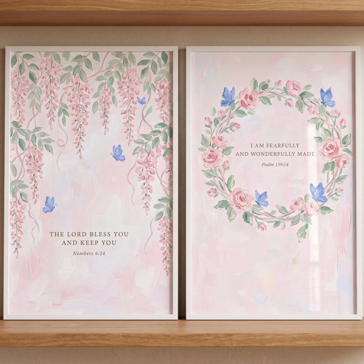 Pink Floral Bible Verse Digital Art Set
