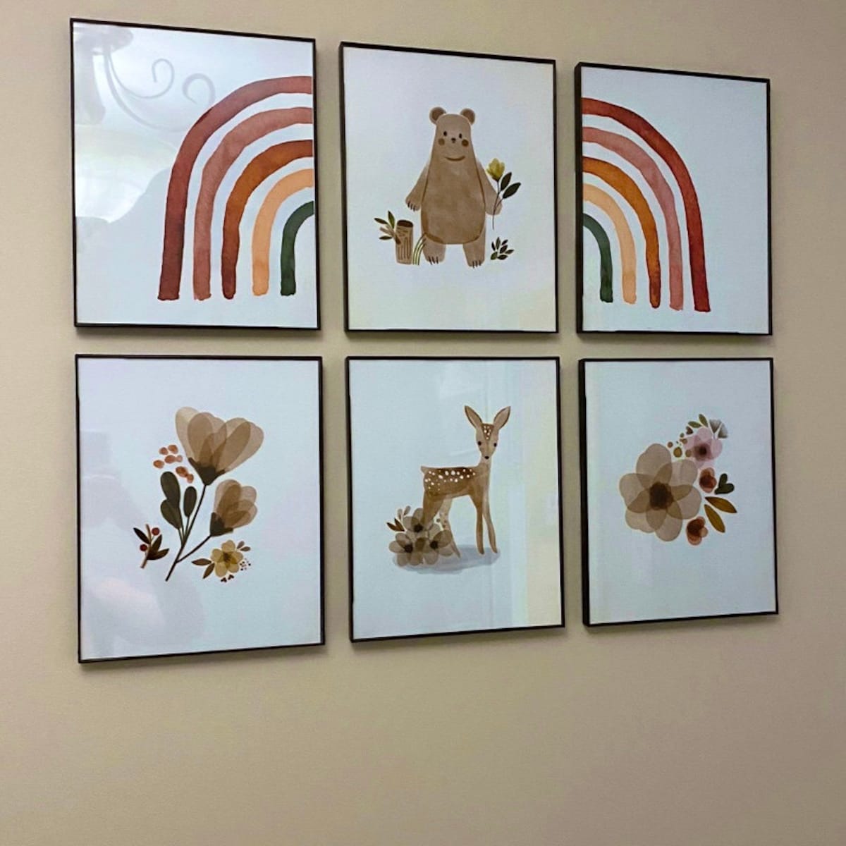 Boho Woodland Nursery Wall Art Set of 6 Digital Downloads