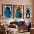 Moroccan Blue Doors Triptych Digital Art