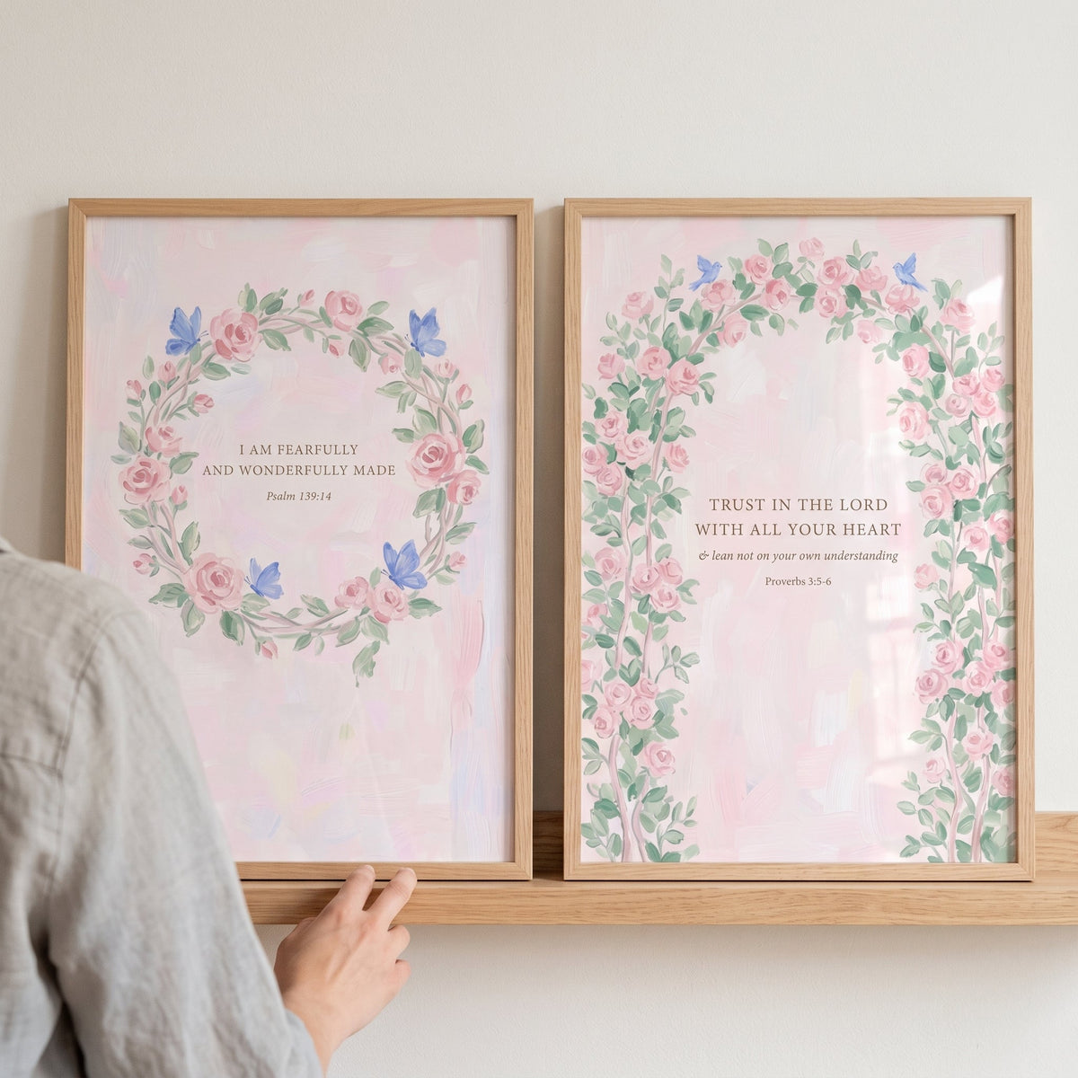 Christian Scripture Floral Wreath Digital Art Print Set