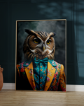 Dapper Owl in Floral Suit Digital Artwork