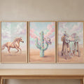 Pastel Western Triptych Digital Art Set