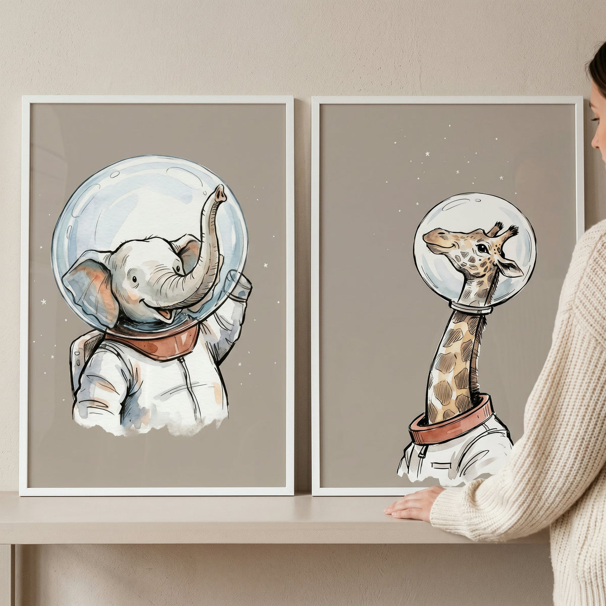 Space Explorer Animals Digital Art