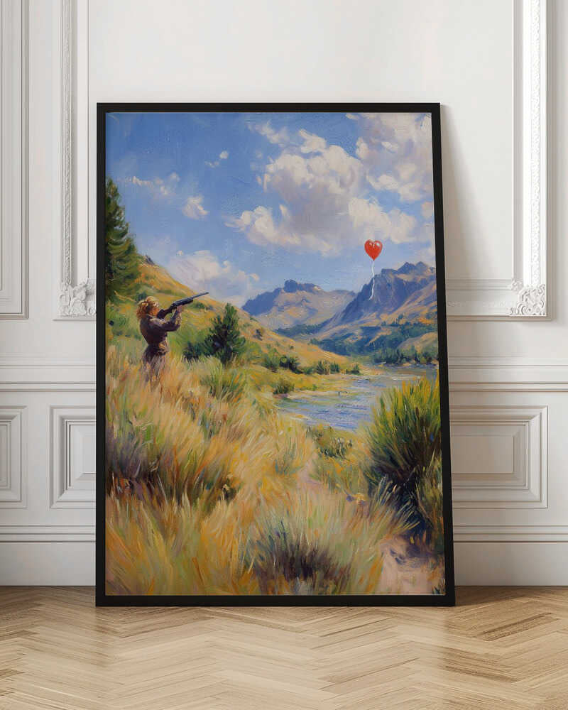 Mountain Valley Red Balloon Digital Art