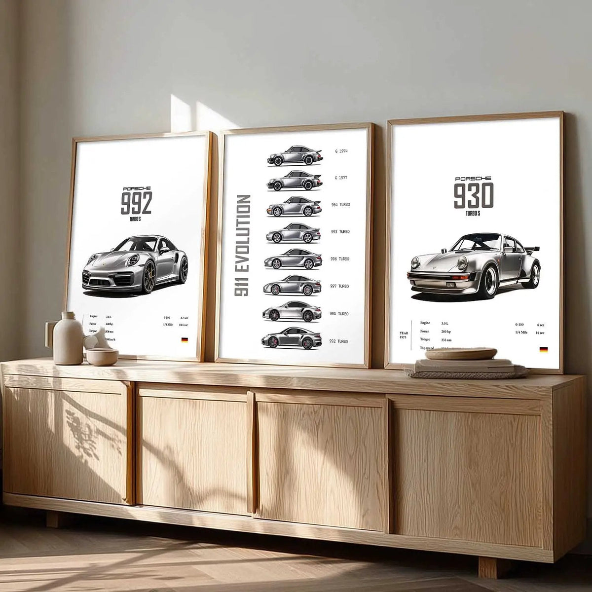 Porsche 911 Evolution Trio Digital Artwork