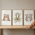 Dancing Australian Animals Watercolor Digital Art Triptych