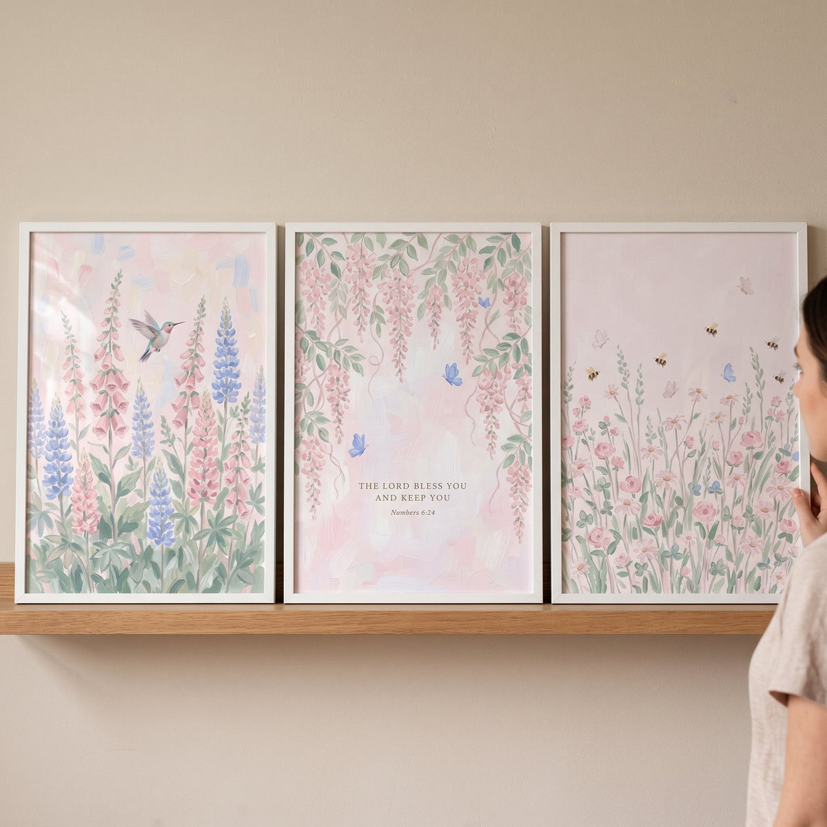 Numbers 6:24 Floral Blessing Triptych Digital Download
