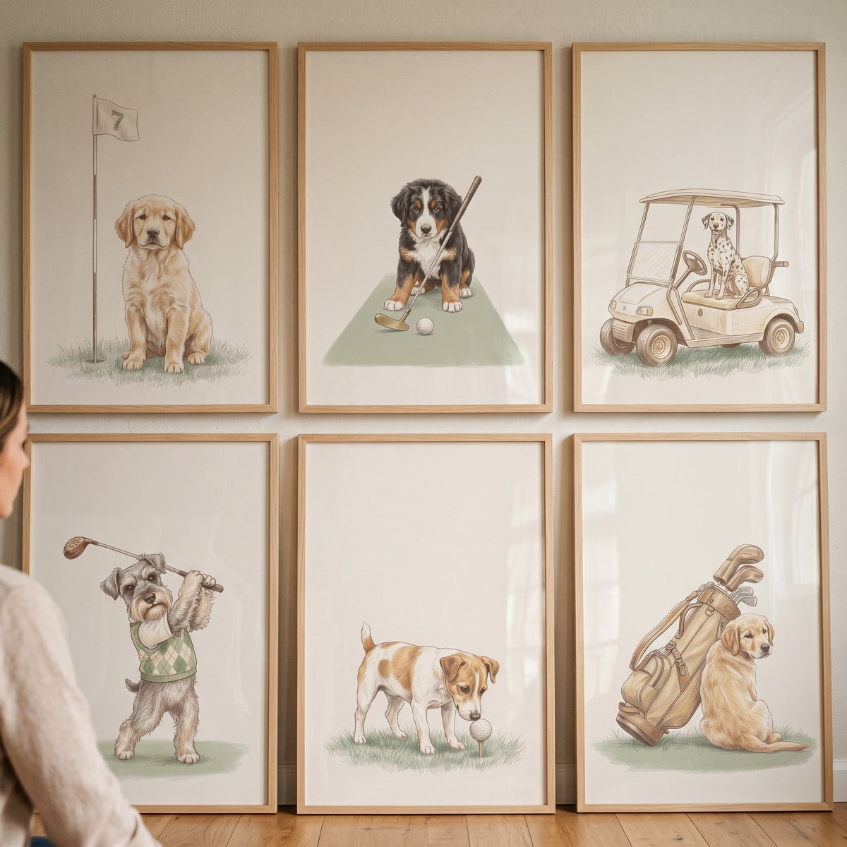 Charming Golfing Puppies Digital Art Collection
