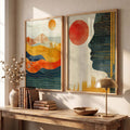 Abstract Sun and Silhouette Digital Art Set