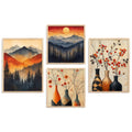 Rustic Mountain Sunset and Botanical Vases Digital Art Gallery