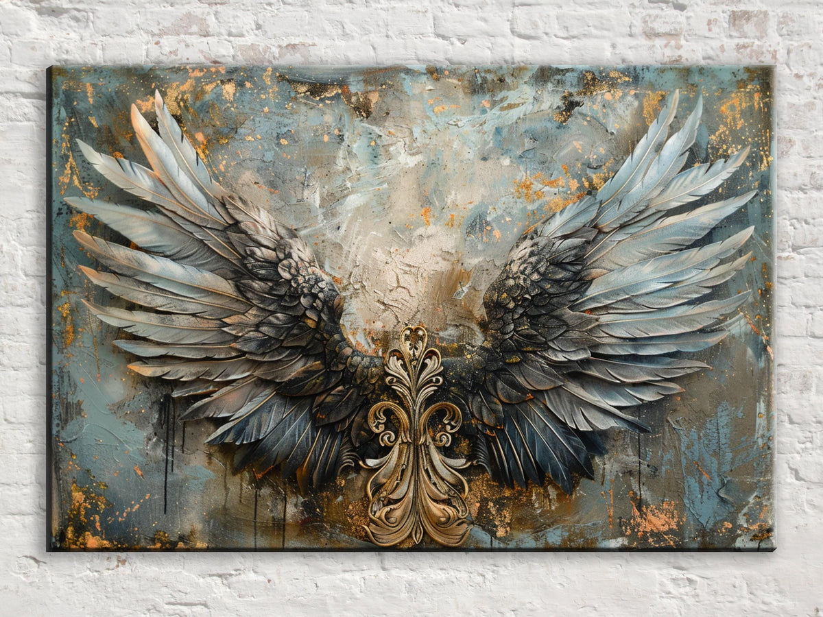 Gilded Angel Wings Digital Wall Art
