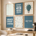 Inspirational Blue Lightbulb Wall Art Gallery Set