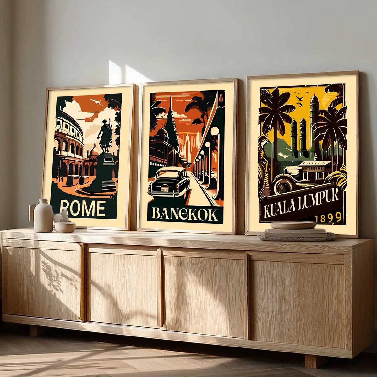 Vintage World Cities Travel Poster Trio