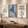 Be Genuine & Never Give Up Botanical Triptych Digital Artwork