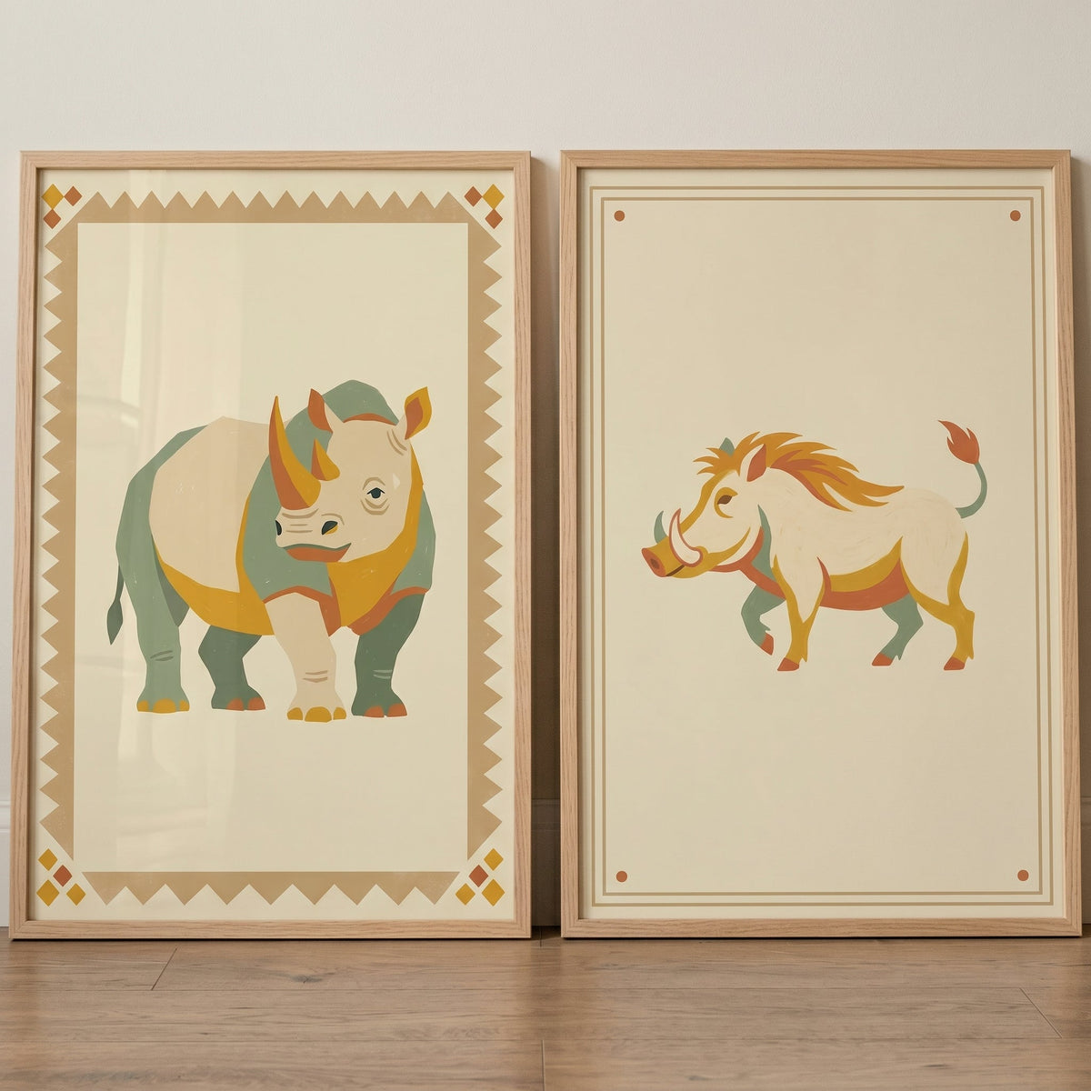 Boho Safari Animals Digital Art Print Set